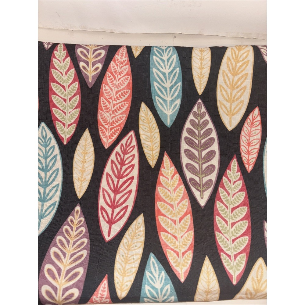 Upholstery Fabric 1-2 Yds Leaves On Black Background 55"X 56" Wide Multicolor